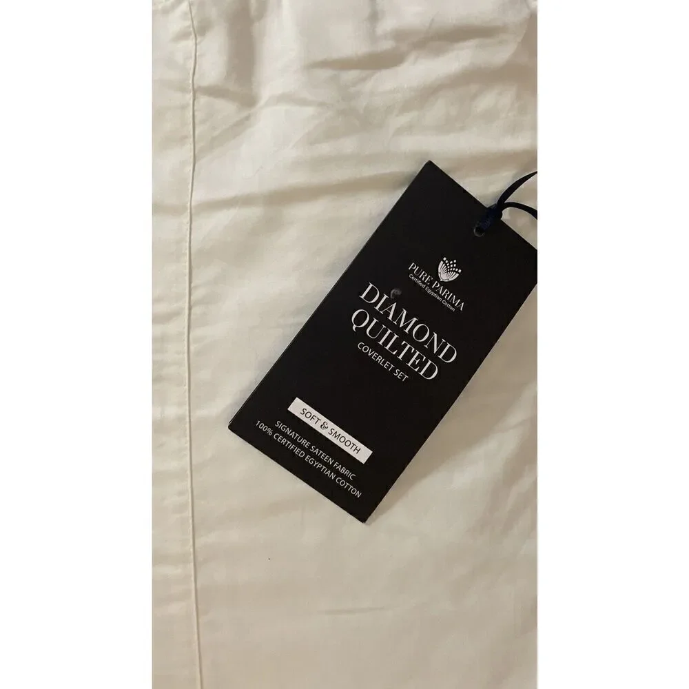 NWT's Pure Parima Diamond King/Cal King Quilted Coverlet Set in Ivory $375